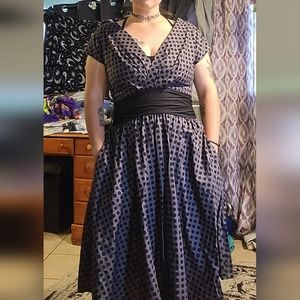 Retro-style black & polka dot dress - Modcloth with POCKETS